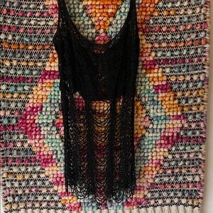 Black Crochet beaded tank